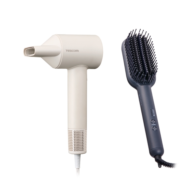 【羽量級超風超值組】TD760TW負離子吹風機(奶茶色) + 負離子直髮造型梳