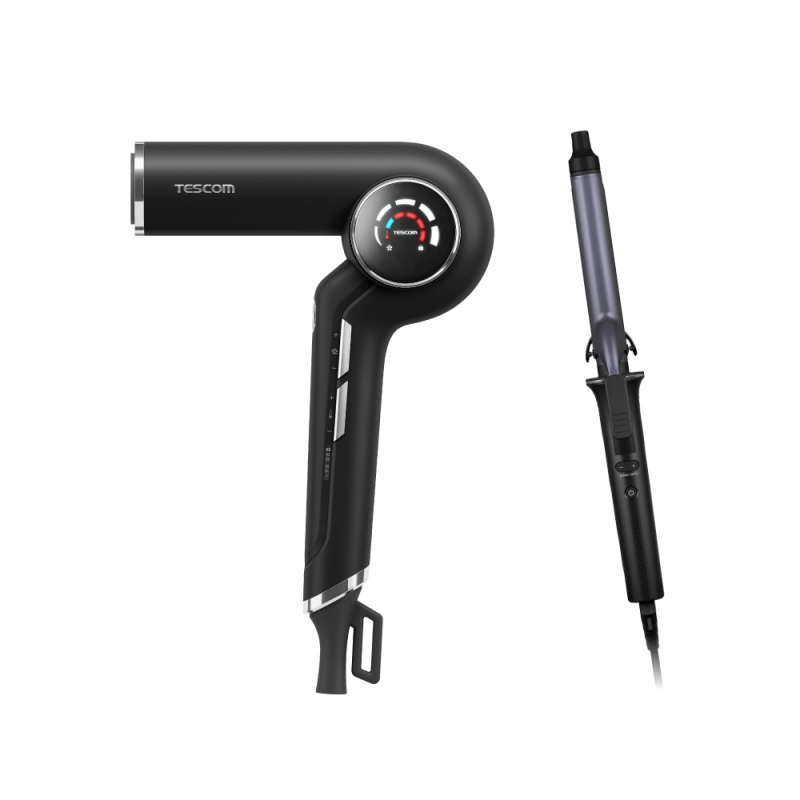 【美髮PRO級精選組】沙龍級速乾修護離子吹風機(黑) + 修護離子電棒捲