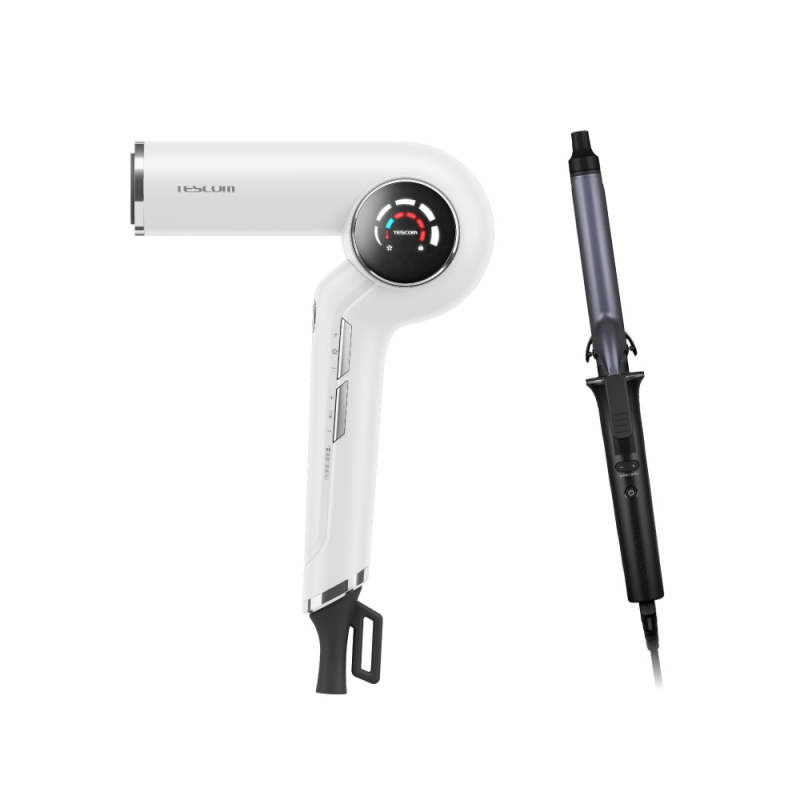 【美髮PRO級精選組】沙龍級速乾修護離子吹風機(白) + 修護離子電棒捲